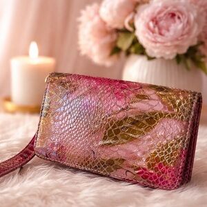HOBO Pink Gold Textured Clutch Wristlet
